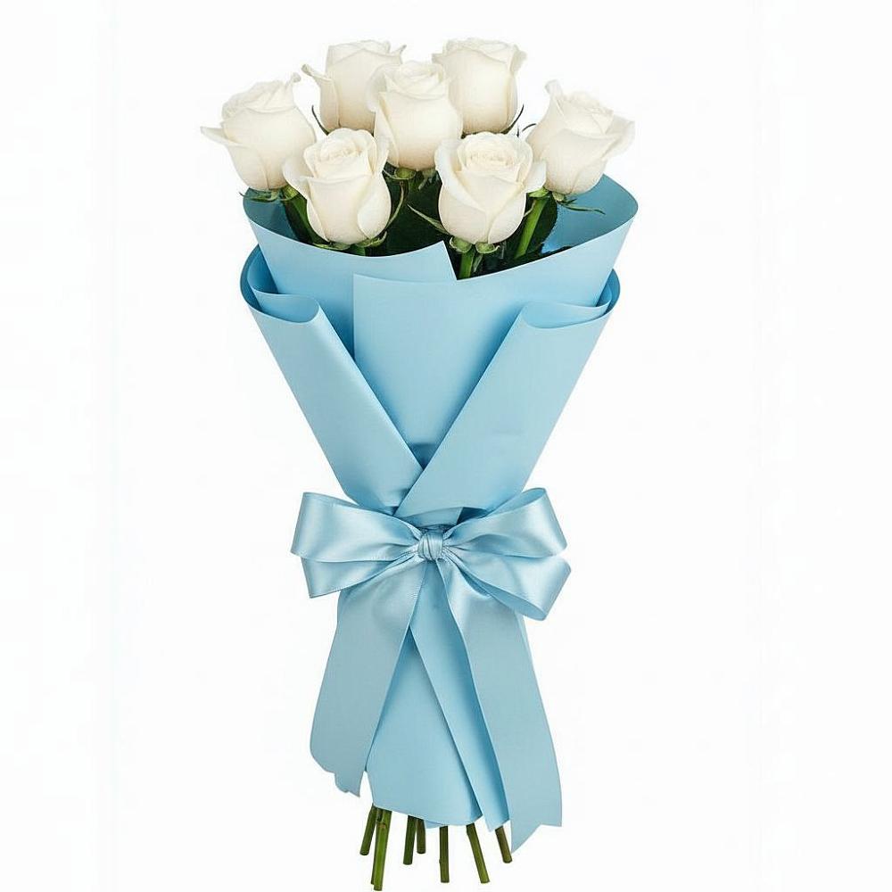 Букет 7 белых роз Проуд в Немчиновке
