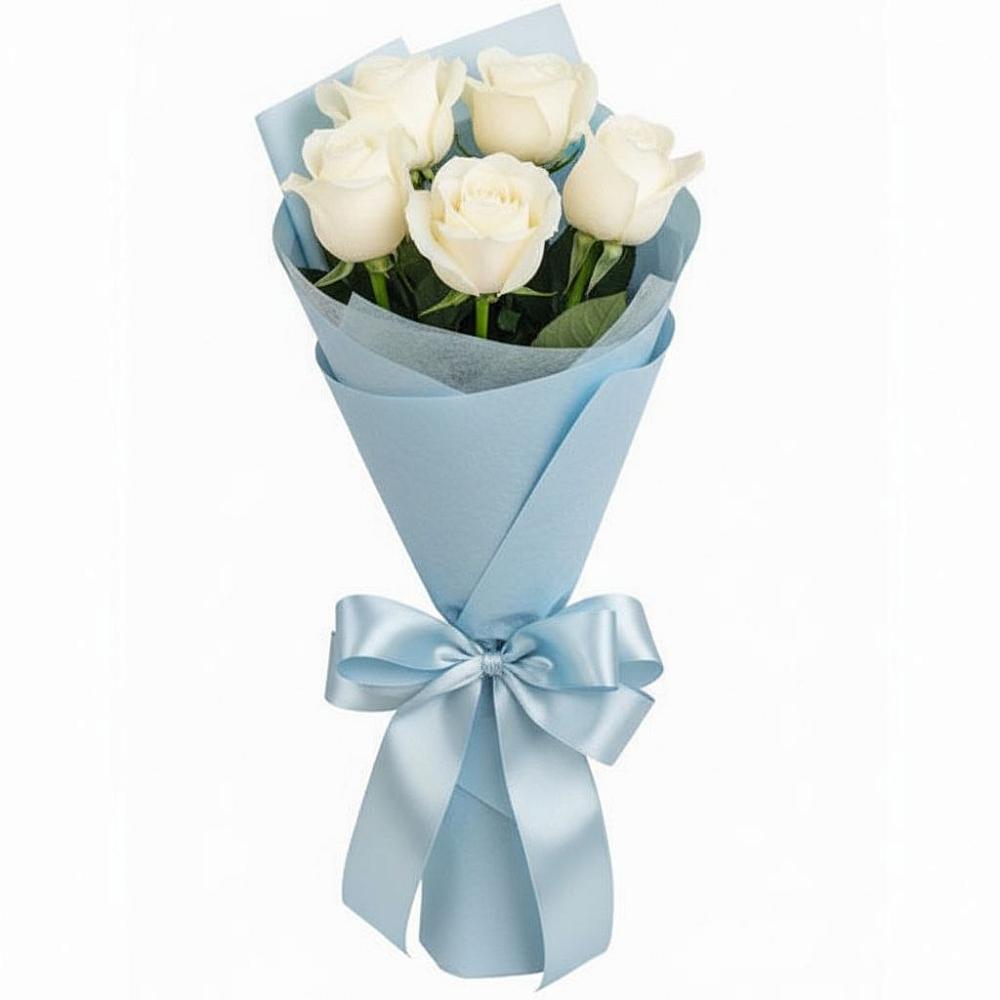 Букет 5 Белых роз Проуд в Немчиновке