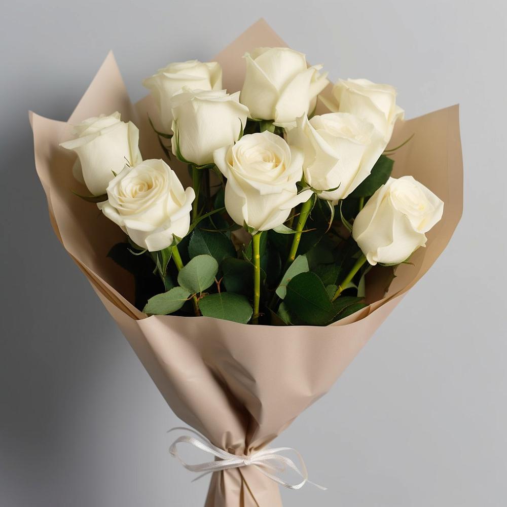 Букет 9 Белых роз Эдлесс Лав в Немчиновке