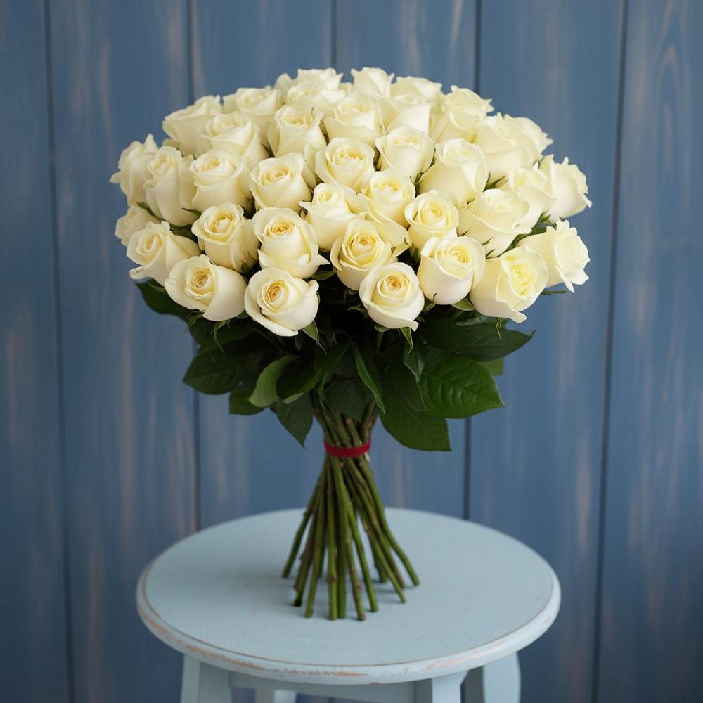 Букет 51 Белая роза Эдлесс Лав в Немчиновке
