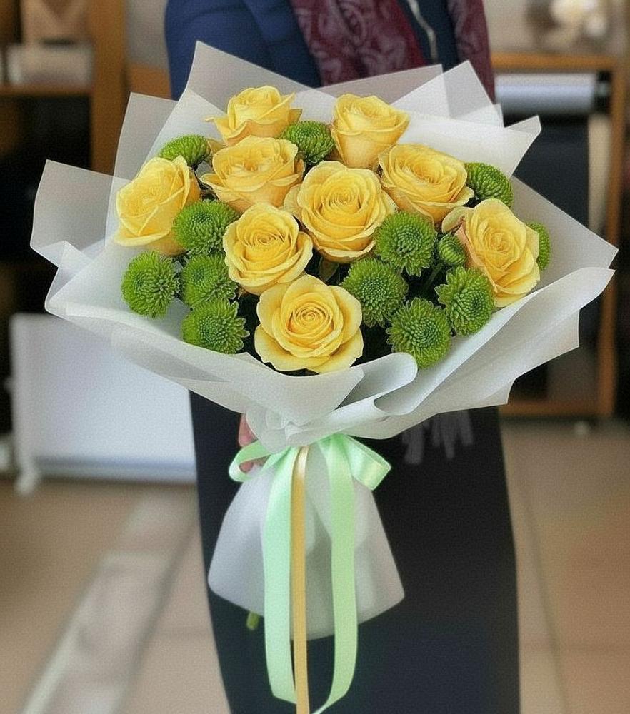 Букет цветов из: Хризантемы и Розы в Немчиновке