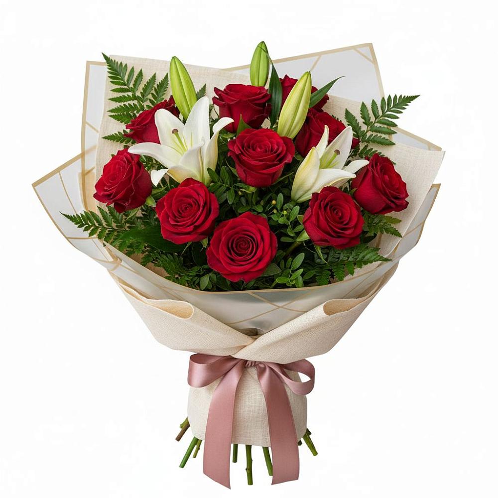 Букет цветов из: Лилии и Розы в Немчиновке