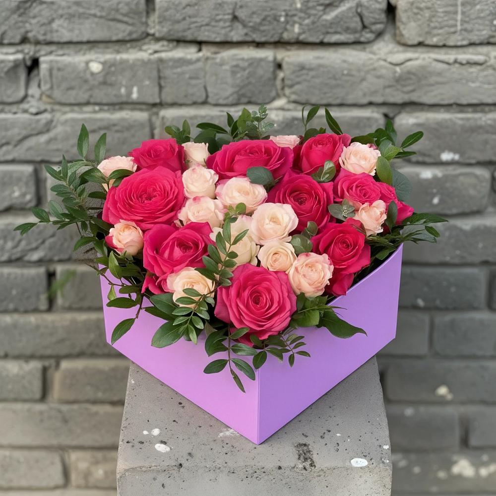 Цветочная композиция из Розы в коробке в Немчиновке