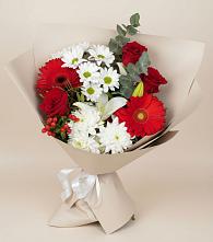 Букет цветов из:  Розы, Хризантемы, Герберы и Лилии #REPLACE_PRED# Немчиновке