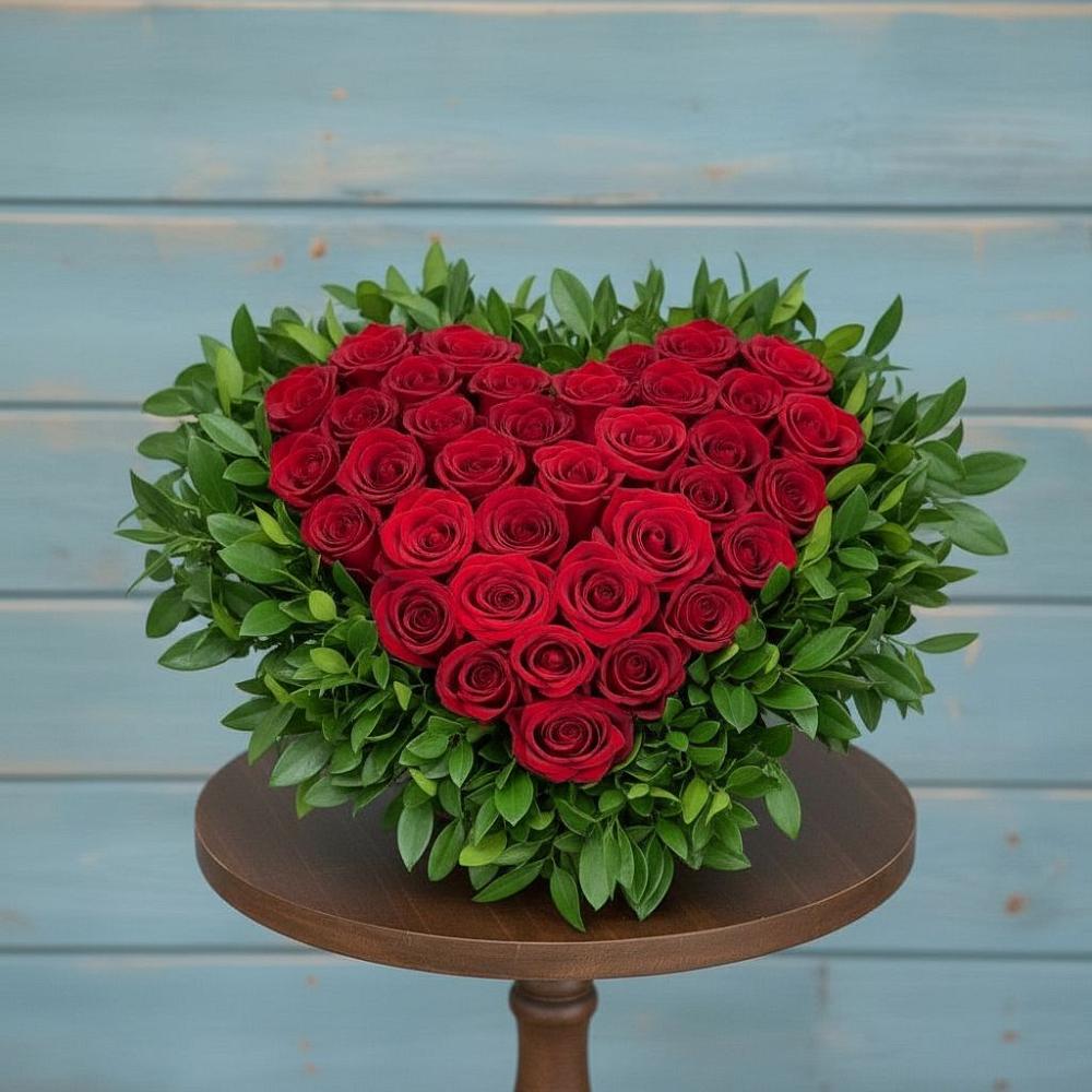 Цветочная композиция из Розы в виде сердца в Немчиновке