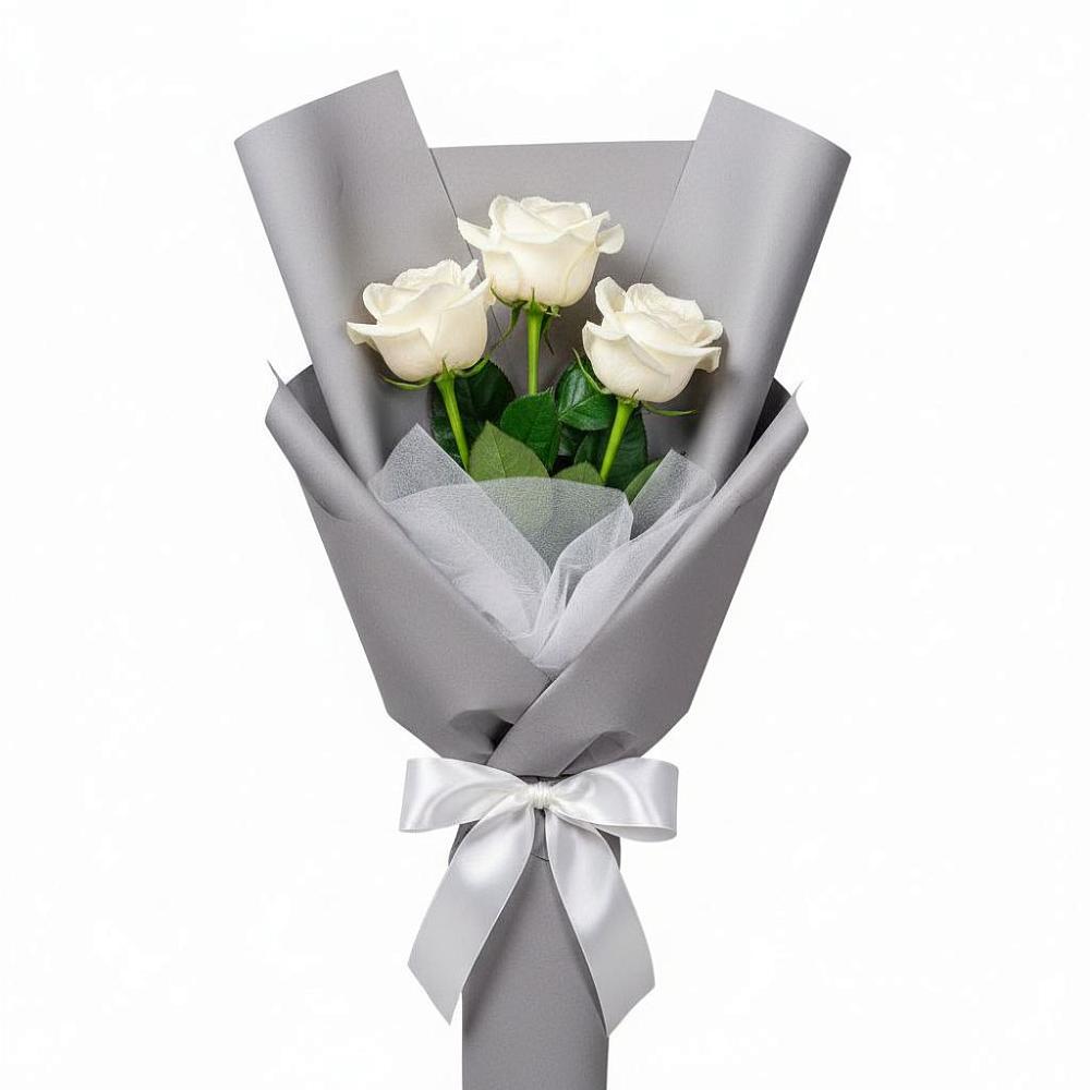 Букет 3 белые розы в Немчиновке