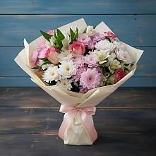 Букет цветов из:  Хризантемы, Альстромерии и Розы #REPLACE_PRED# Немчиновке