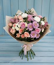 Букет цветов из:  Хризантемы, Розы и Альстромерии в Немчиновке